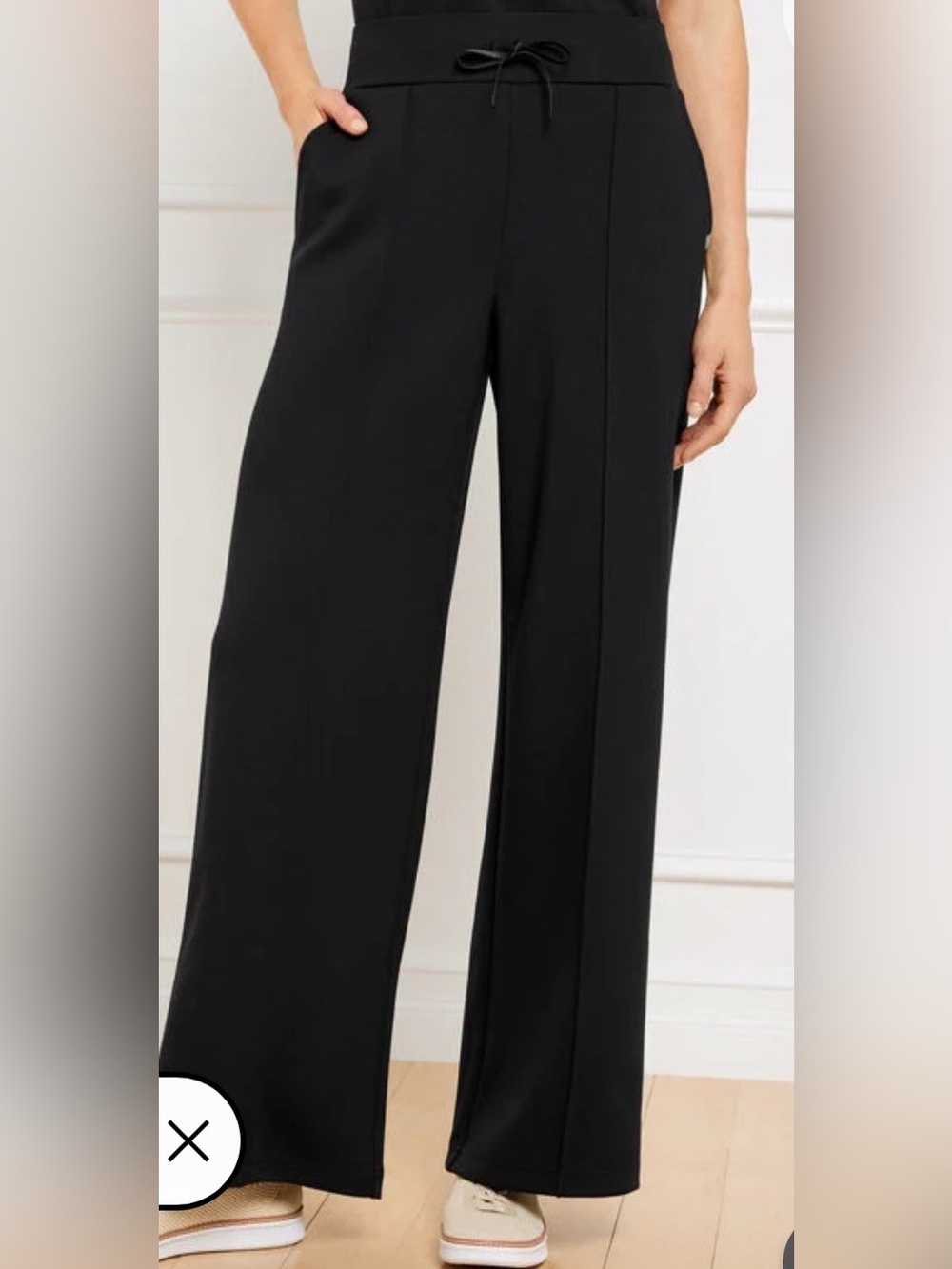 T By Talbots Wide Leg Drawstring Pants - Black